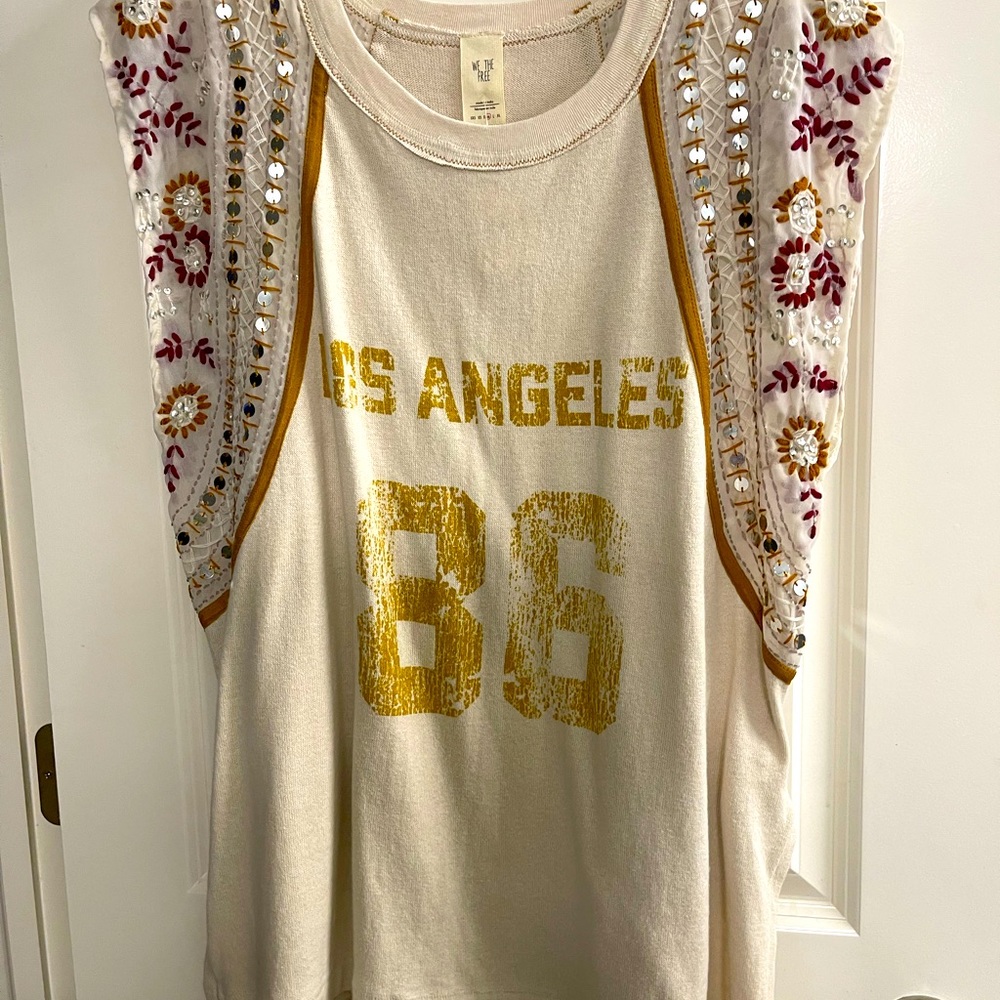 FP NWT cream embellished top